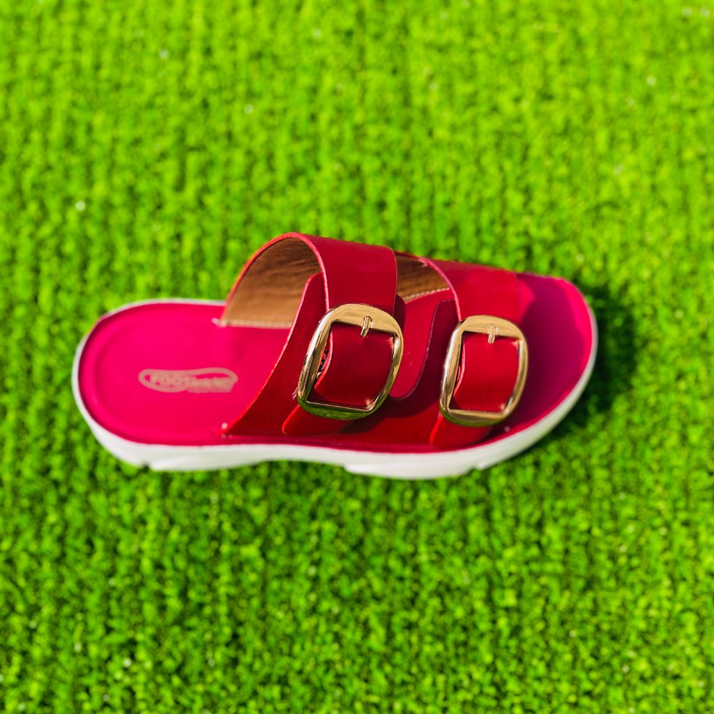 Instant Comfort! Medicated Soft Double Buckle Slippers - Red & Blue - Limited Stock!