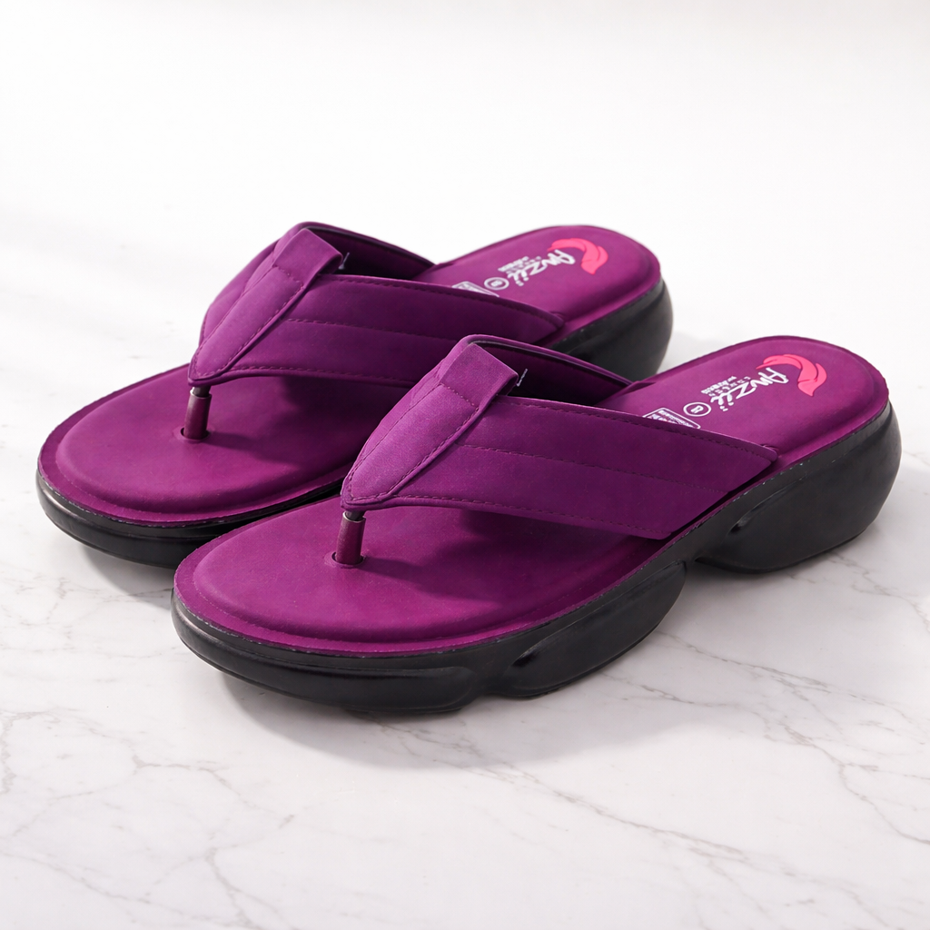 SHOELETA Women’s Stylish Flip Flop Slippers – Green & Purple