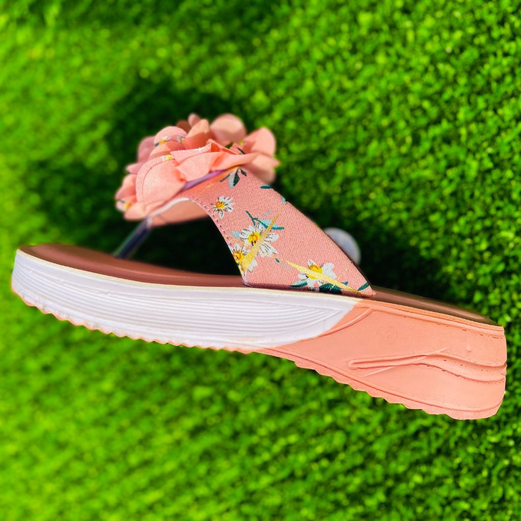 Medicated Comfort Soft Floral Pink Slippers for Women | Orthopedic Cushioned Flip Flop House Slippers