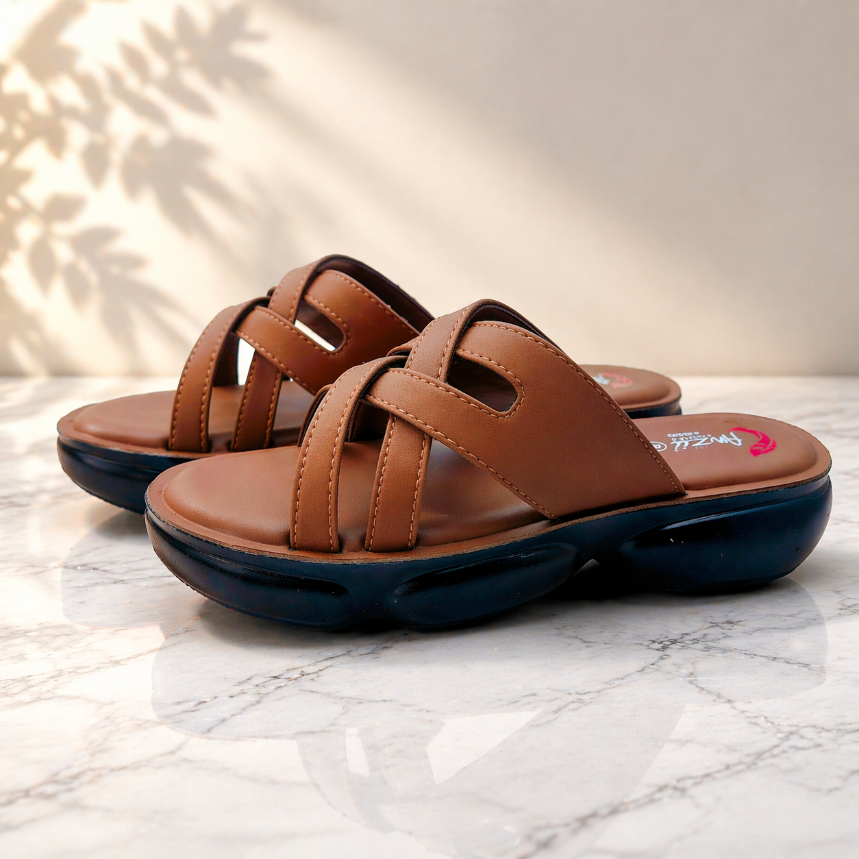 Stylish Brown Cross Strap Slippers for Women | Comfortable & Trendy Footwear