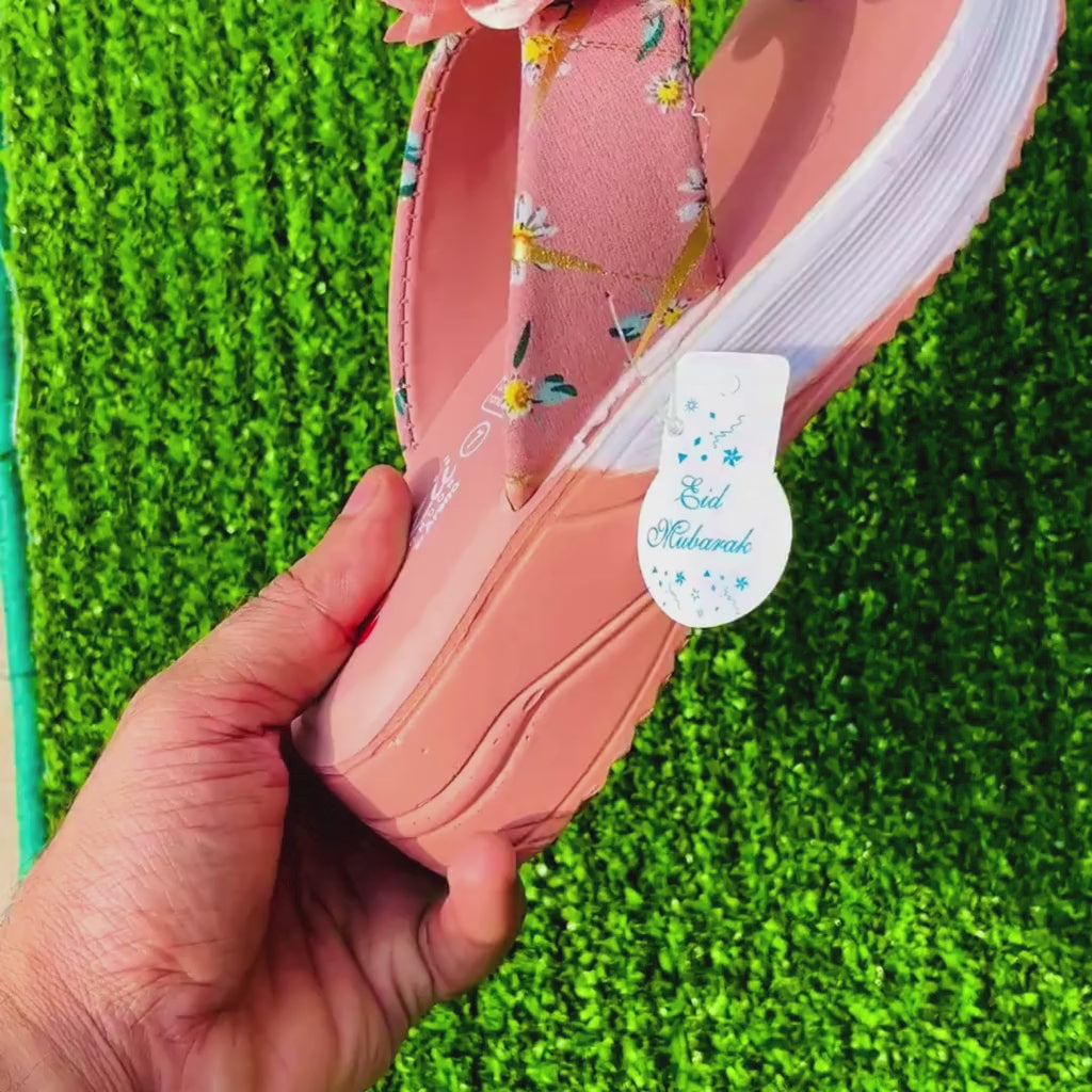 Medicated Comfort Soft Floral Pink Slippers for Women | Orthopedic Cushioned Flip Flop House Slippers